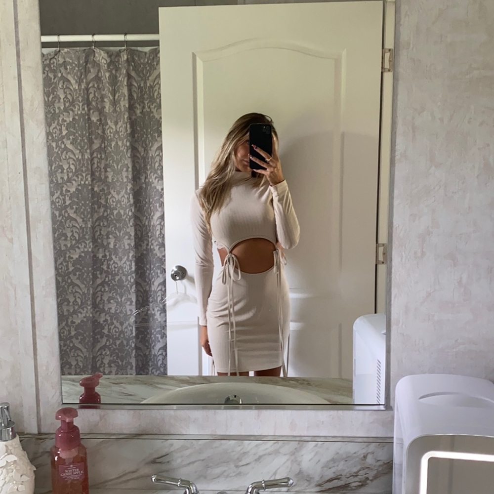 Turtleneck tan two piece set